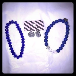 Royal Blue Bracelet and Silver Earrings